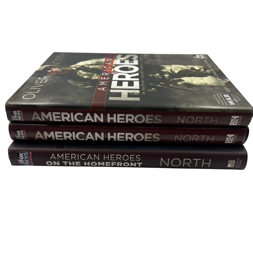 Oliver North American Heroes Book Lot 3 HCDJ Heroes on the Home Front Excellent